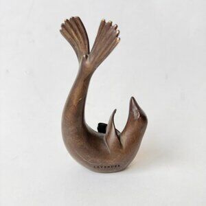 Vintage Levenger Bronze Seal Sea Lion Pen Holder